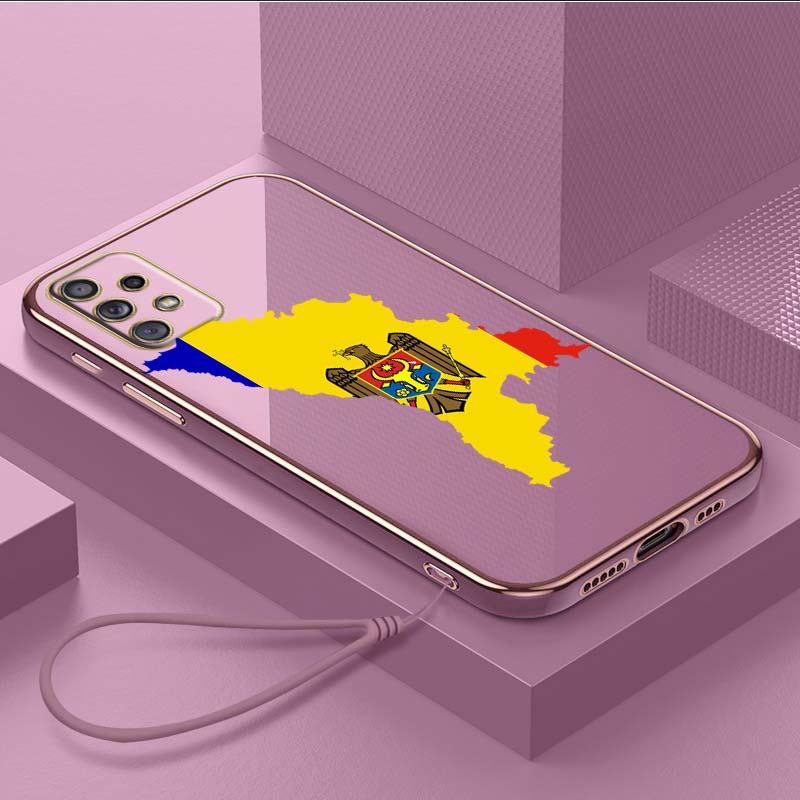Роскошный чехол для телефона из ТПУ с ремешком для Samsung Galaxy A04 05s A13 A14 A24 A54 A34 Note20 S23 Ultra, чехлы A13 с флагом Молдовы