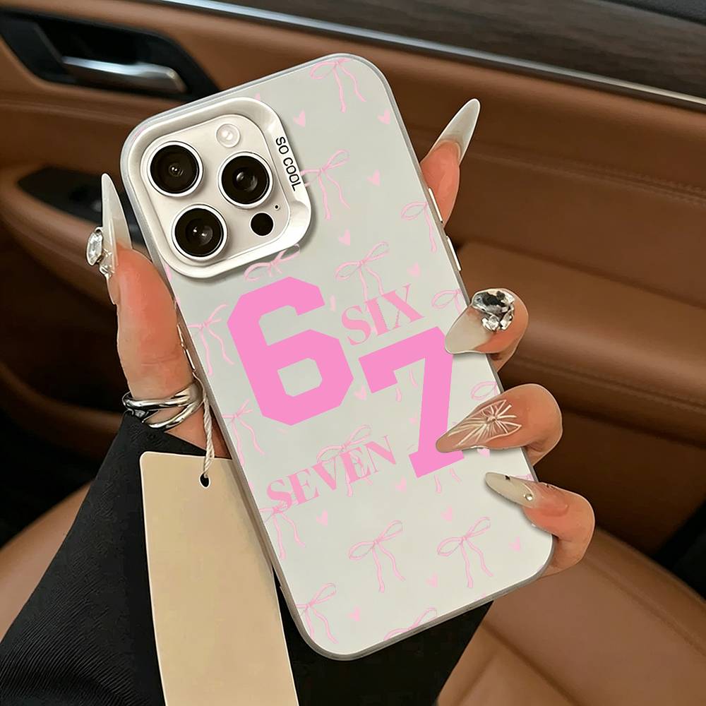 SS Модный Шесть Семь 67 Чехол Для Телефона Для IPhone 17 Air 16 15 14 13 12 11 Pro Max Белый серебристый Жесткий Чехол