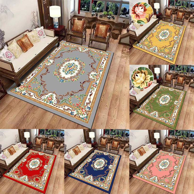 Retro Europe Persia Style Flowers Carpet Living Room Sofa Bedroom Study Bathroom Kitchen Entrance Door Mat Non-slip Decor Rug