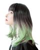 Парик Средний Полный парик Эффект маленького лица Сетка в комплекте MODE Миди Градиент Натуральный черный x Пепельно-зеленый [TefuRe] Полудлинный H-6113RN-BLK-A-GREEN