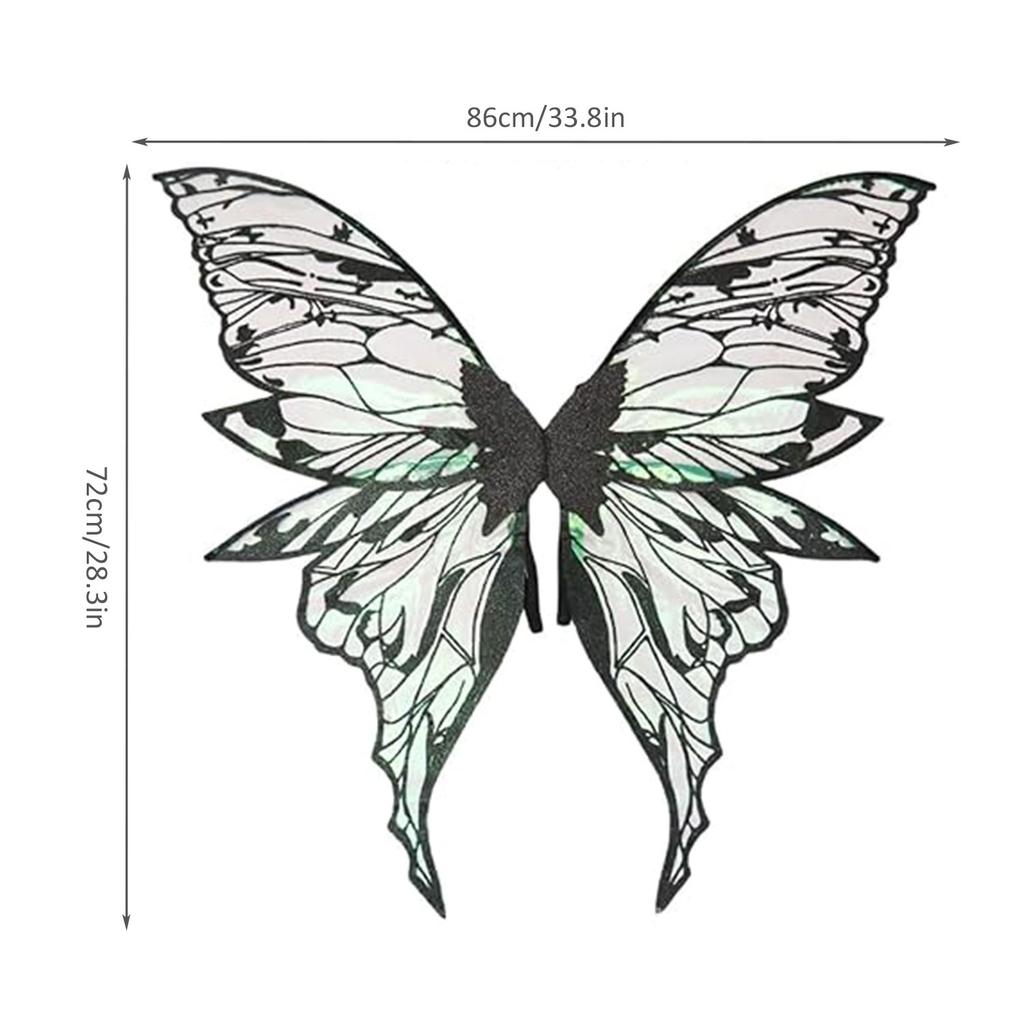 Крылья феи для взрослых женщин, 33,8"x28,3" Крылья бабочки для косплея с кружевными перчатками, Костюмные крылья из органзы для Хэллоуина