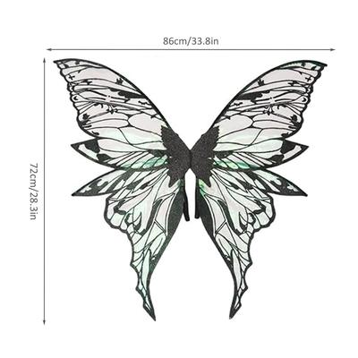 Крылья феи для взрослых женщин, 33,8"x28,3" Крылья бабочки для косплея с кружевными перчатками, Костюмные крылья из органзы для Хэллоуина