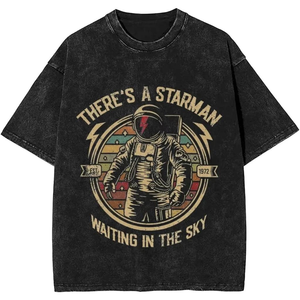 From The s Vintage Washed Graphic Print T Shirt Davids Bowied Vintage Cotton TShirts O Neck Leisure Tees Oversized Clothes