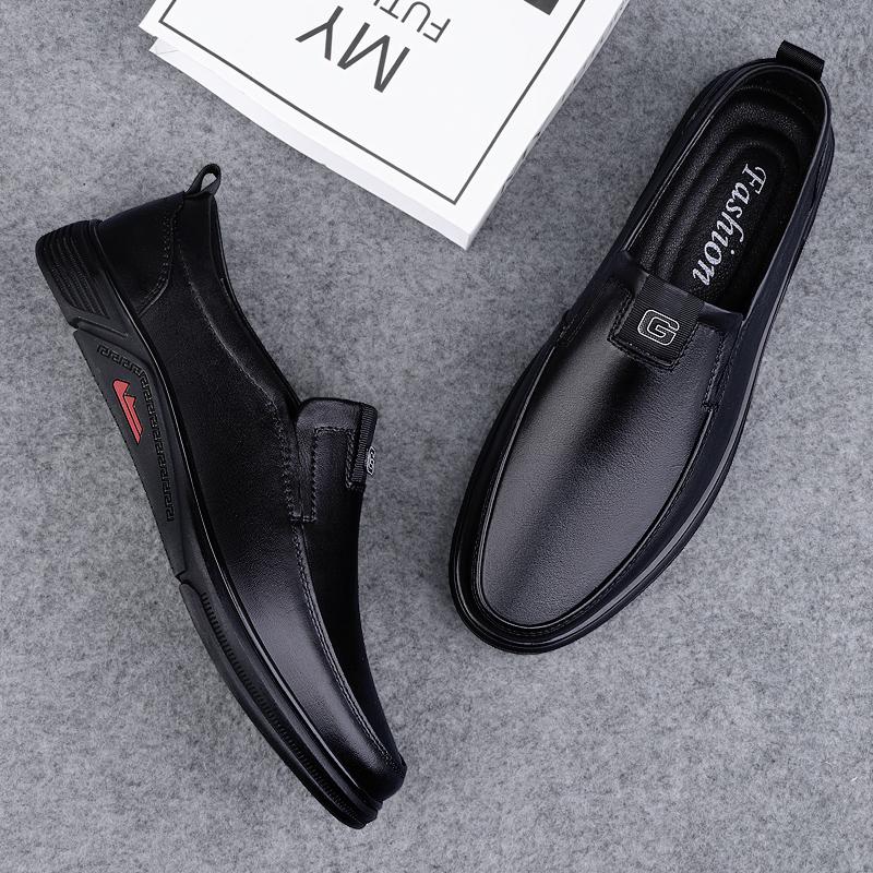 Мужские мокасины из натуральной кожи, мягкие нескользящие резиновые деловые туфли, повседневная мужская кожаная обувь ручной работы, универсальная обувь без застежек