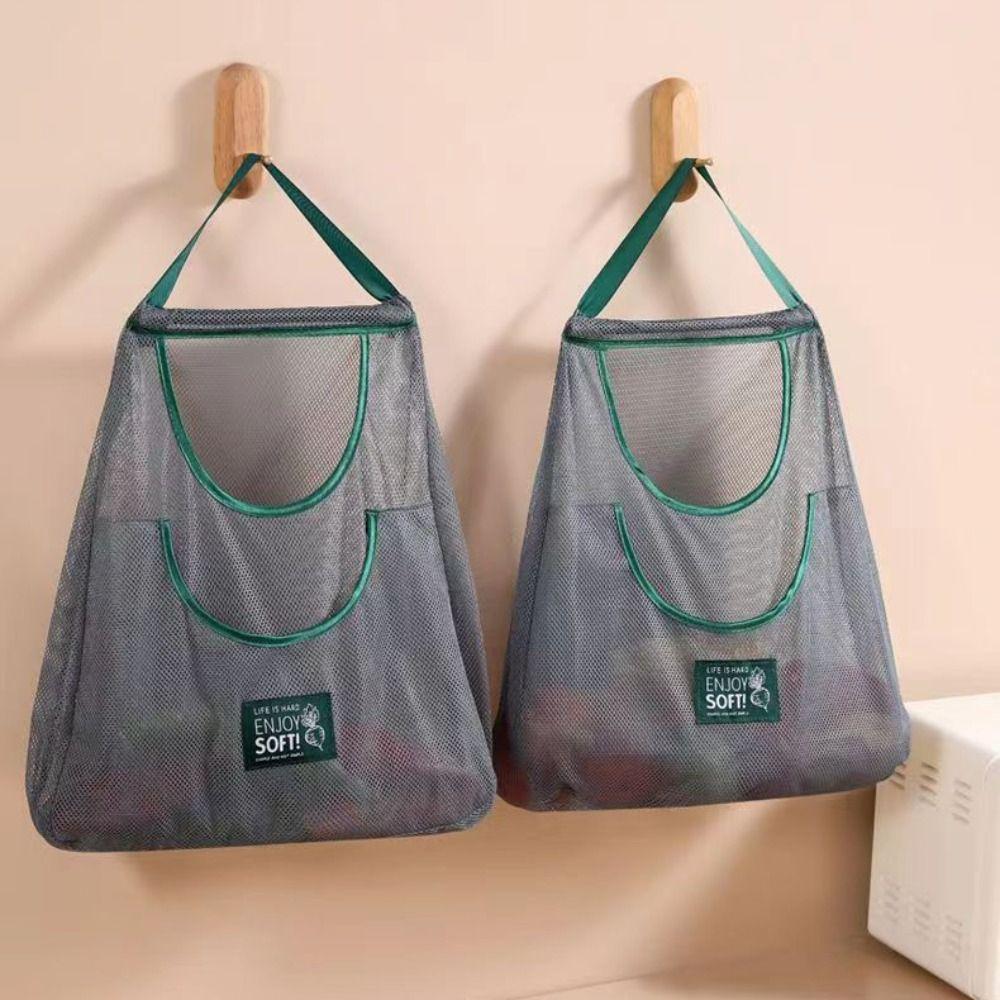 Reusable Kitchen Hanging Mesh Bag Wall Mounted Net Pocket New Fruit Vegetable Storage Net Bag