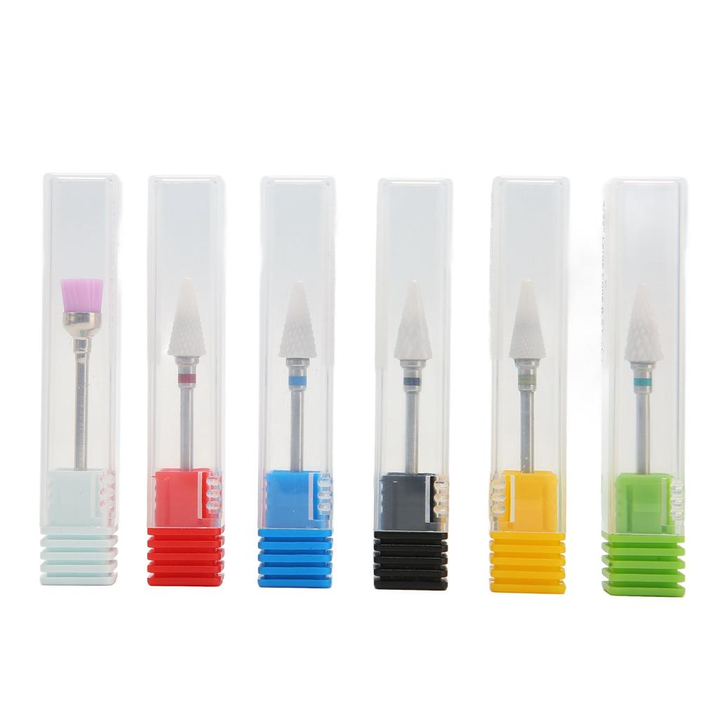 6pcs Nail Drill Bits Set Professional Salon Novice Ceramic Rhinestone Gel Polish Cuticle Remover Bits