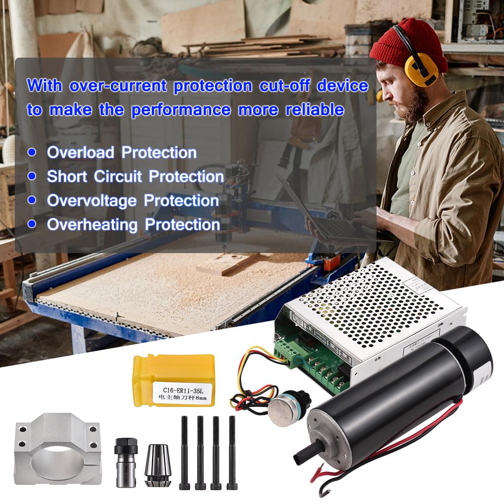 500W CNC Brushed Spindle Kit Engraving Machine Spindle 500W Motor Kit ER11 MACH3 Power Supply