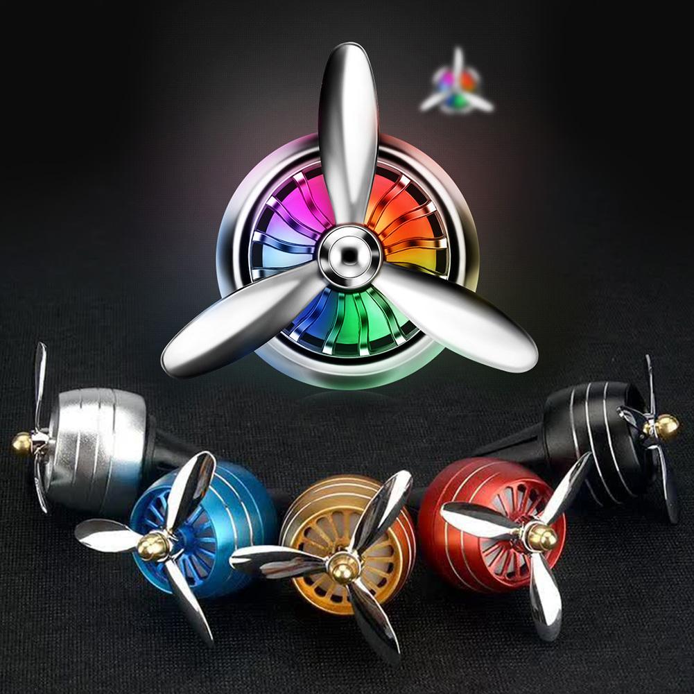 Car Decoration Car Air Vent Freshener Perfume Clip Helicopter with LED Colorful Ambience Light Fan Fragrance Aroma Diffuser