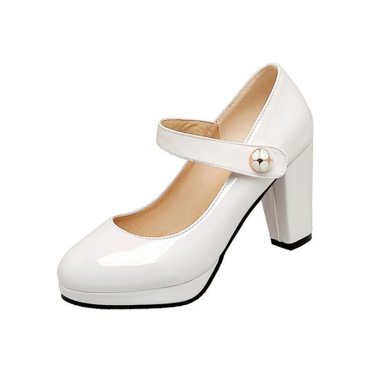 Женские туфли-лодочки Обувь для девочек Платформа Высокий каблук Туфли Мэри Джейн Каблуки Лолита Мелкий Круглый носок Офис Вечеринка Свадебная обувь