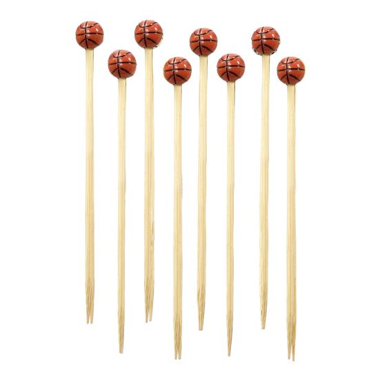 100 шт., бейсбольные бамбуковые палочки для коктейлей, спортивные шампуры с шаровым наконечником, 4,7 дюйма, палочки для закусок для фруктов, сыра, кексов, мясные товары для вечеринок