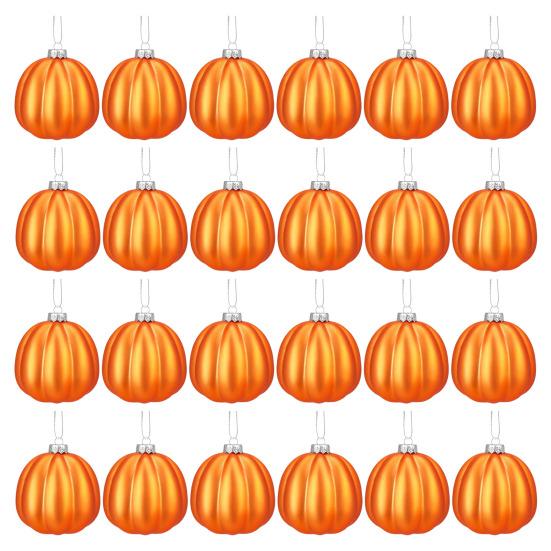 24 Pcs Pumpkin Hanging Ball Halloween Jack-O-Lantern Hanging Ornament Shatterproof Festive Decorative Ball for Christmas Tree Home Party Decor