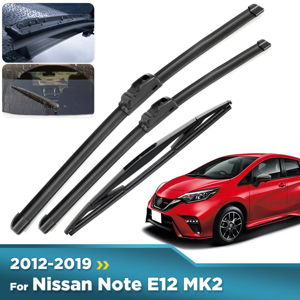 For Nissan Note E12 MK2 2012-2019 2013 2014 2015 Wiper Front&Rear Wiper Blades Windshield Windscreen Window Brushes 24"+14"+12