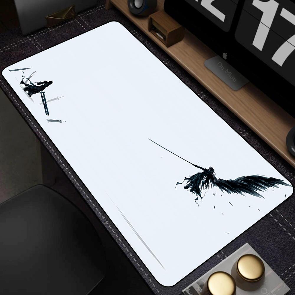 Black Anime Desktop Mat Office PC Gaming Accessories Keyboard Mouse Pad Laptop Final Fantasy Mousepad Gamer Non-slip Carpet Xxl