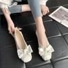 With Bow Low Heel Elegant Shoes for Women 2024 Cute Kawaii Ladies Summer Footwear Popular  Comfortable Chic Beau Today