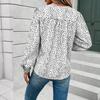 Women's V-neck Top Pullover Leopard Print Shirt Long Sleeves