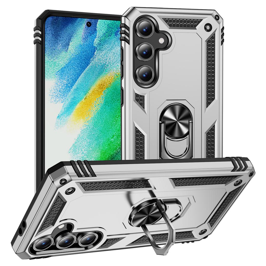 Чехол для Samsung Galaxy S24 FE, PC+TPU, чехол для телефона с вращающейся подставкой-кольцом