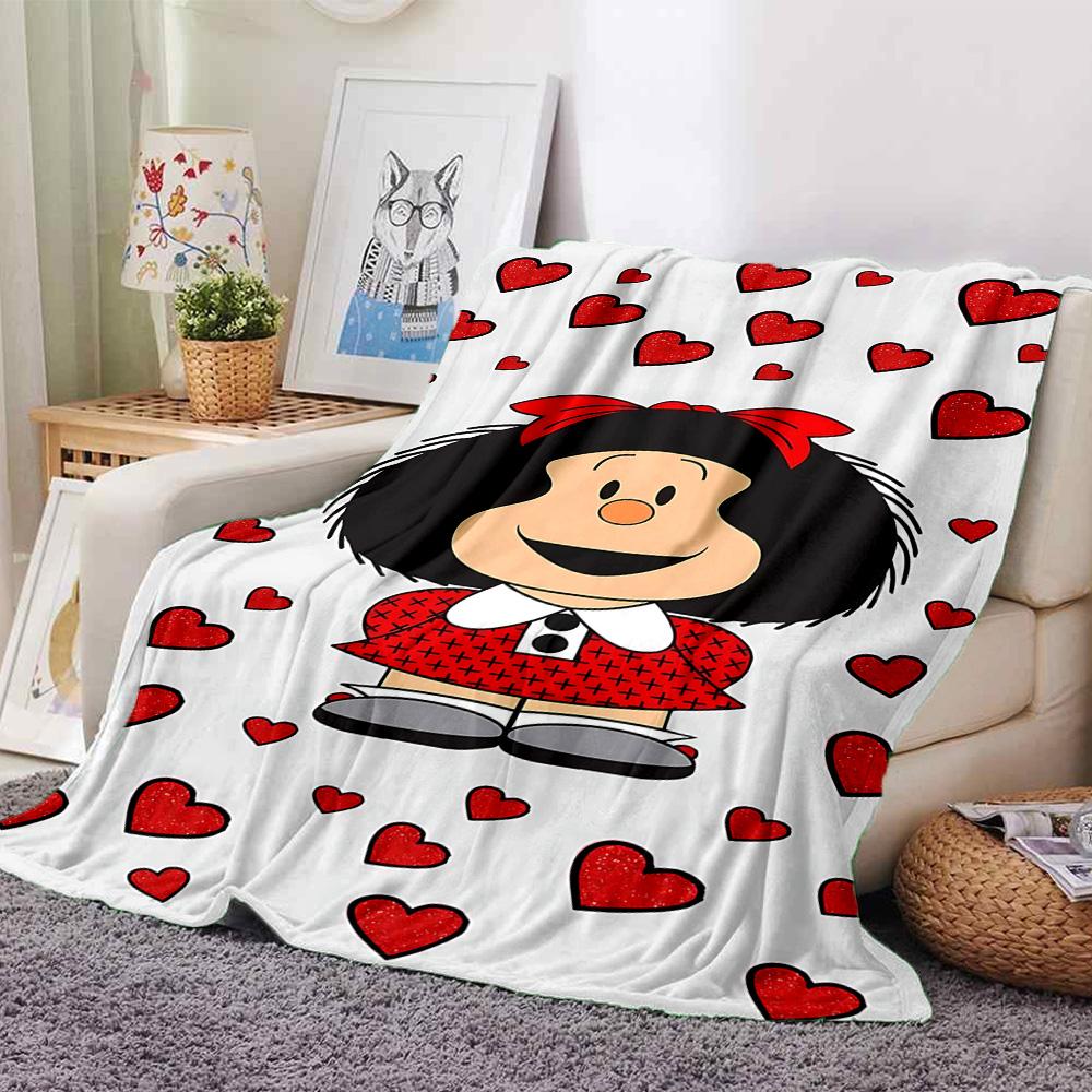 Mafalda'S Heartfelt Adventure Flannel Blanket Super Soft Warm Cozy Blanket For Sofa Bed Office Travel Allseason Home Decor Gift