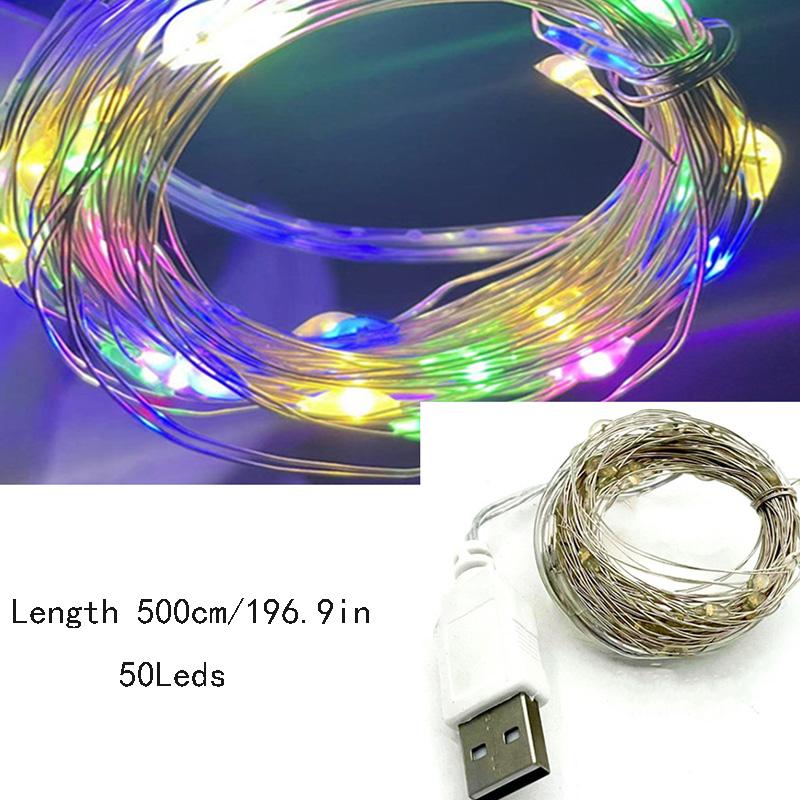3/5/10 м фестивальные светильники, рождественские светодиодные струны, USB, медная проволока, гирлянды, украшения