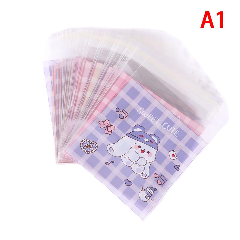 100Pcs Rabbit Bear Candy Bag Cartoon Transparent Plastic Self-adhesive Bag Cookie Wedding Birthday Party Decor DIY Gift Pouch