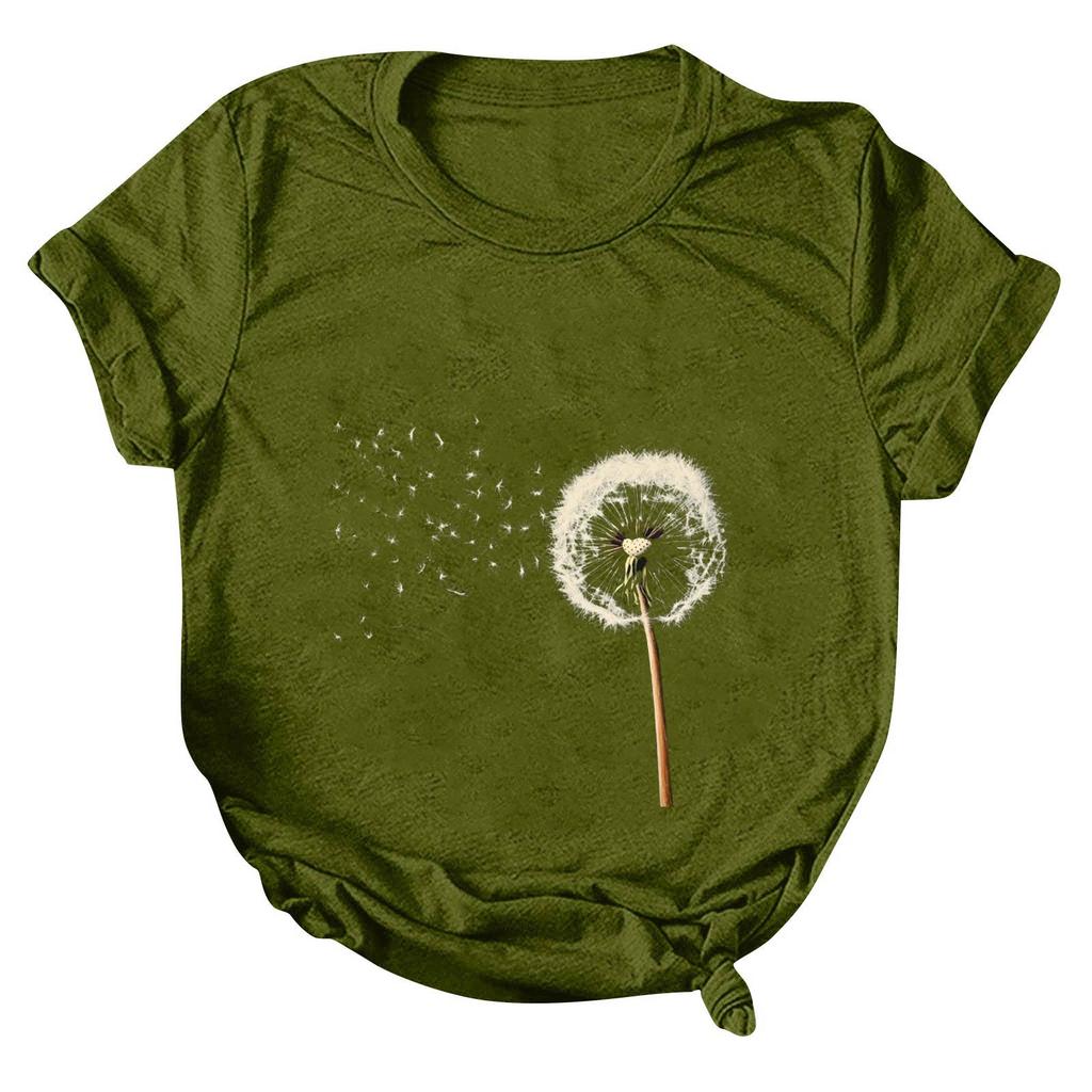 Women's Fashion Casual Printed Round Neck Pullover Short Sleeve T-Shirt Top