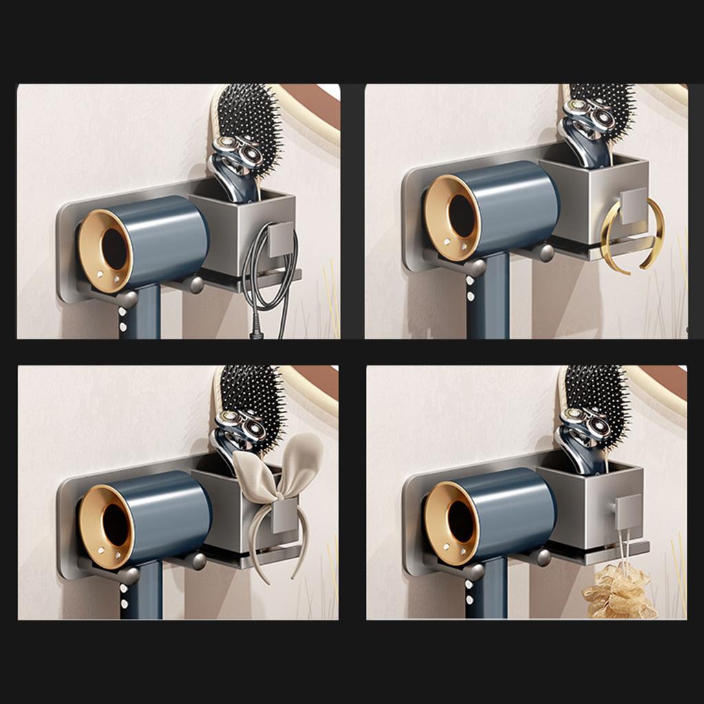 Hands Free Hair Dryer Holder Storage Box Aluminum Shelf For Bathroom Organizer Storage Rack Bathroom Accessories Set