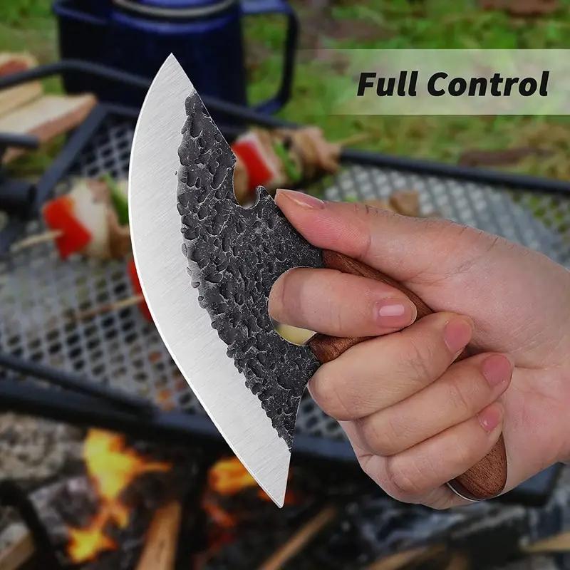 Stainless Steel Hammer Pattern Meat Knife Butcher Cleaver Knife for BBQ, Picnic, Kitchen