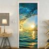 Sea Beach Door Decoration Stickers Bedroom Entrance Boys Girls Room 3d Wallpaper Natural Scenery Self-adhesive Home Wall Decals