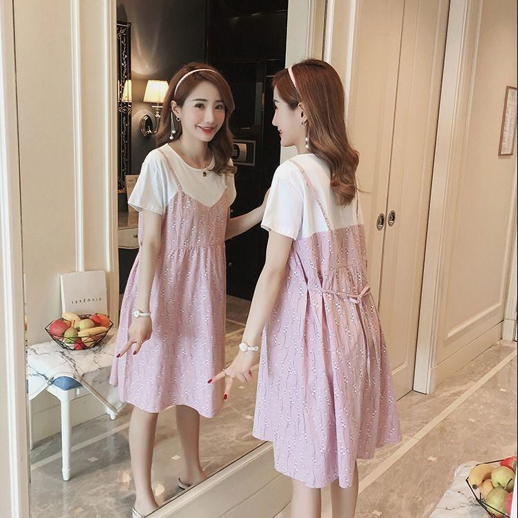 Летняя юбка для беременных из двух частей, длинная - до колена, большой размер