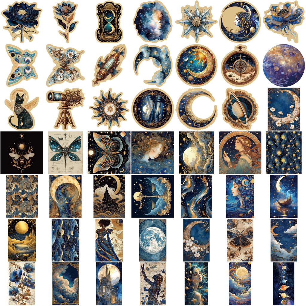 50pcs Retro Astronomy Universe Planets Stickers for Suitcase Phone Notebook Galaxy Moon Astrology Aesthetic Decals Sticker