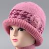 Winter New Thickened Wool Hat Old Lady Warm Knitted Bucket Hat Women's Velvet Cotton Hat