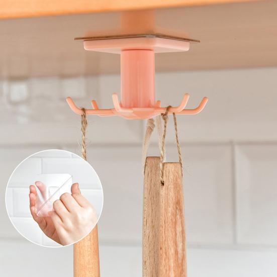 Yousheng Cookware Hanger Rotatable Hooks Strong Load-bearing Easy To Install Wall-Mounted Utensil Organizer Kitchen Accessories