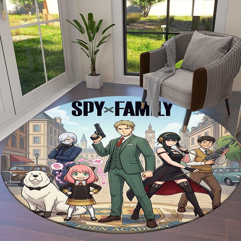 Ковер круглый Spy Family Ковер для гостиной, спальни, дивана, игровой комнаты Декор Нескользящий коврик для пола