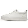 Men Classic White Leather Sneakers Casual Soft Leather Shoes Lace-up Shoes Mens Fashion Outdoor Walking Shoes Male Trainers
