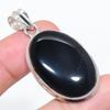 Natural Black Onyx Gemstone 925 Sterling Silver Jewelry Pendant 1.97" B6m36