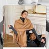 Autumn Winter Solid Color Tassel Shawl Women's Outdoor Warm Imitation Cashmere Scarf