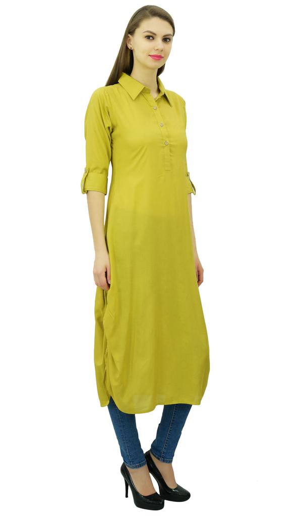 Phagun Индийская хлопковая смесь Курти Курта Повседневная одежда Воротник Туника Для