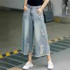 Capri Jeans Woman Ripped Jean Summer Clothes Baggy Capri Pants Wide Leg Denim High Waist Loose Korean Reviews Many Clothes Women