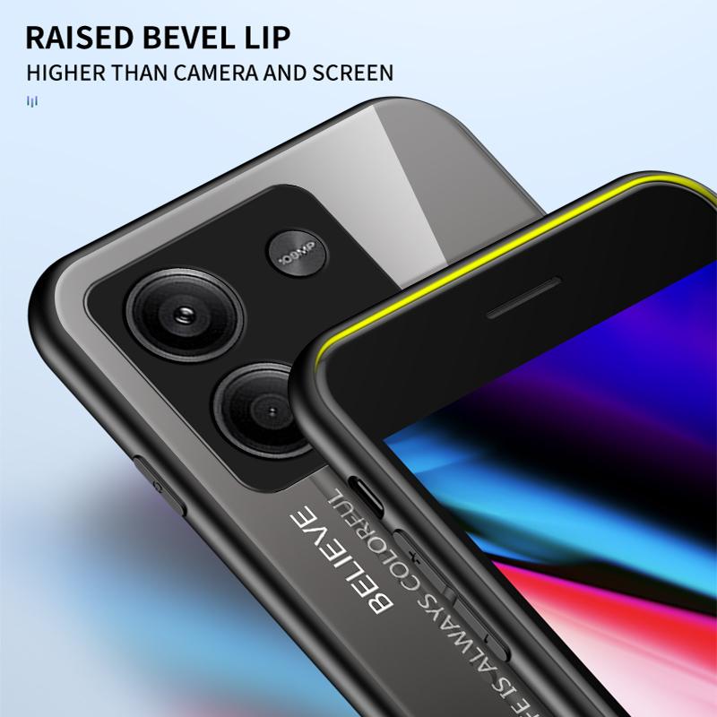 For Xiaomi Redmi Note 13 Note13 Pro+ 5G Case Gradient Aurora Tempered Glass Soft Frame Back Cover Phone Case