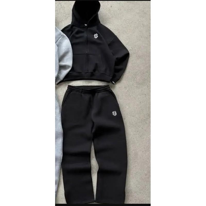Унисекс Худи и Штаны Streetwear Свободный Крой Смесь Хлопка Длинный Рукав Тренировочный Костюм Подростки Взрослые
