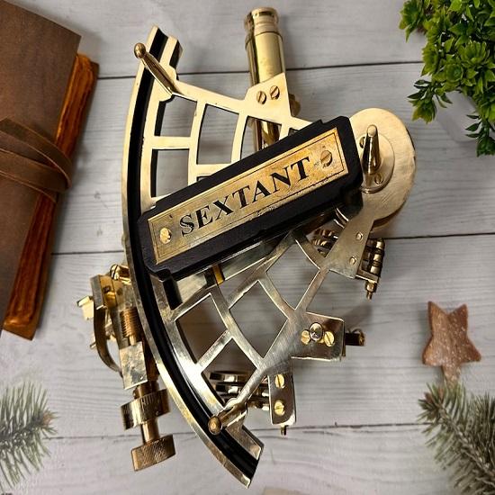 Full Brass Nautical Sextant,  Working , Marine Astrolabe Working Navigational Navy Instrument Sextant, Marine Gift, Gift For Dad