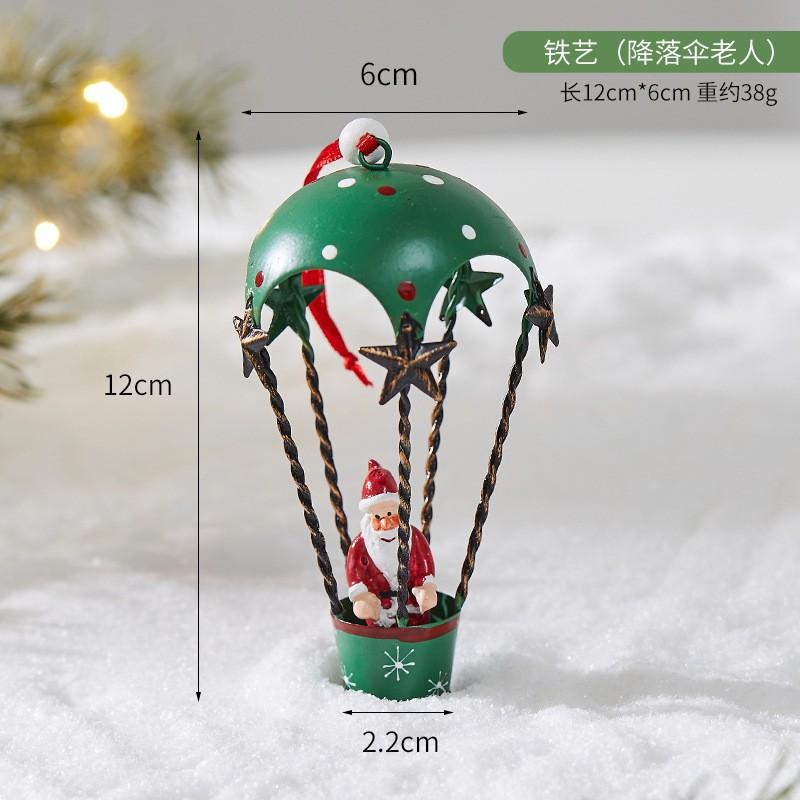 Metal Christmas Tree Hanging Decorations Set - Santa Claus Reindeer Snowman Ornaments Holiday Home Party Decor