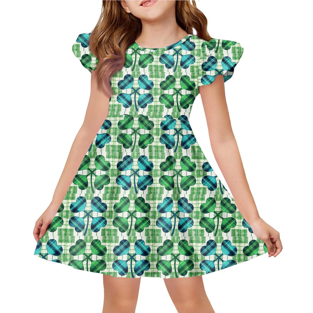 Girls' Summer Princess Dress - A-Line T-Shirt Dress St. Patrick's Day