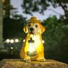 Cute Dog Solar Ornament Creative Animal Sculptures Lamp Crafts Art Figurines Ornaments  Balcony