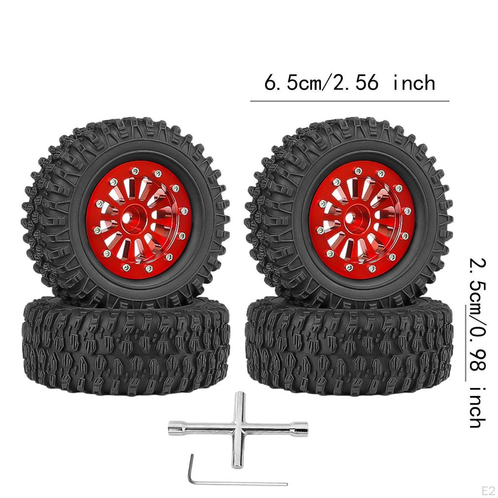 4 Pieces RC Car Wheels and Tires Crawler Sturdy Replace with Wheel Rim for