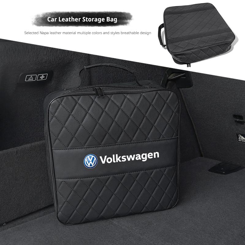 lijk1 Car Leather Storage Bag High-capacity Auto Trunk Handbag For Volkswagen VW GTI Polo Golf Passat Tiguan Arteon Touareg CC Taigo