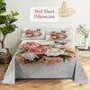 Bedsheets Set With Pillows Case Queen Size Soft Bed Sheets And Pillowcases For Single Double Beds Twin Pink Flower Thin Fabric