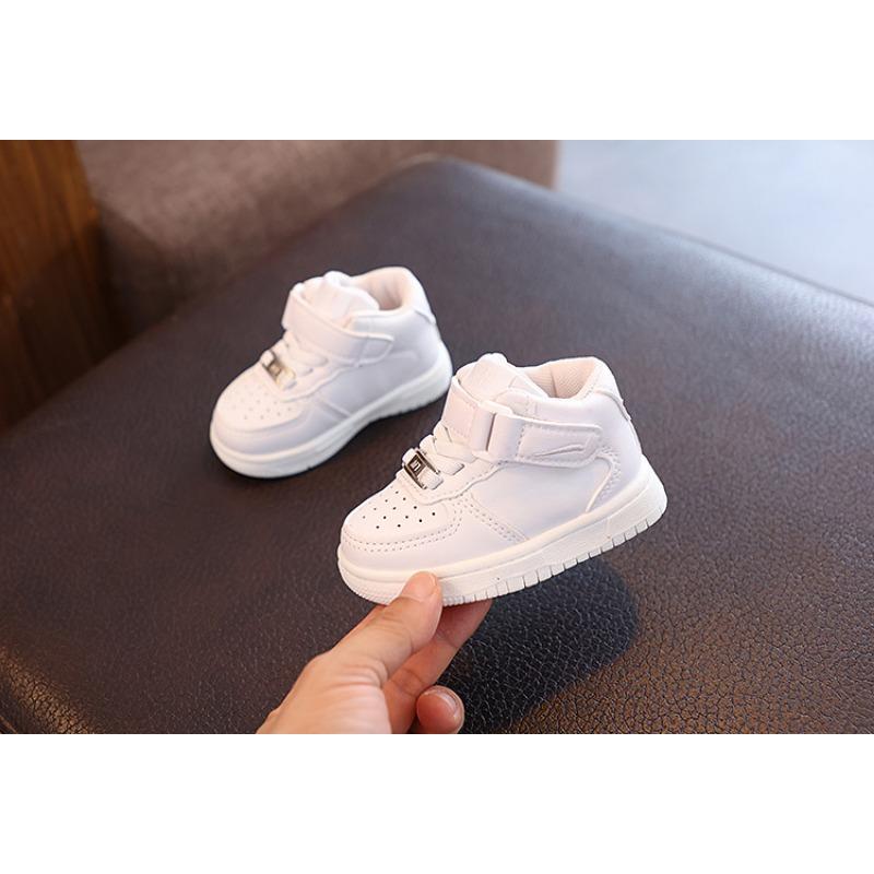 Новые осенние туфли для девочек и мальчиков, мягкие белые туфли с мягкой подошвой, дышащие, повседневные спортивные туфли на липучках Tide