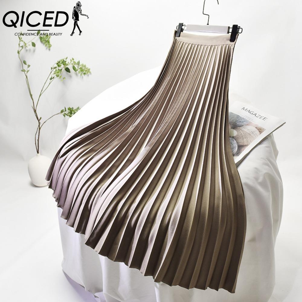 QICED Женская Мода Повседневная Однотонная С Принтом Летняя Весенняя Юбка