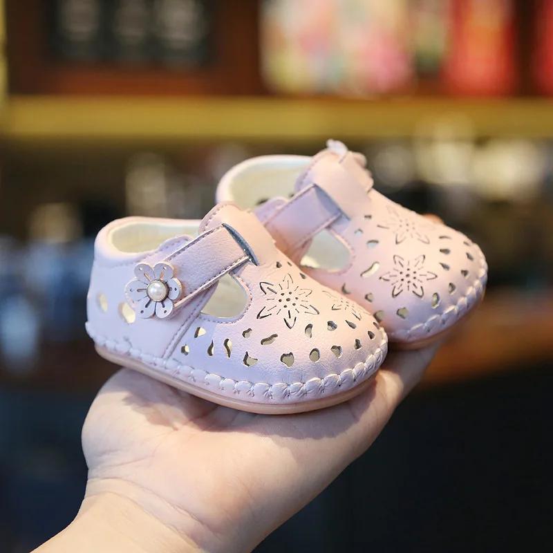 Модные детские удобные нескользящие милые сандалии с открытой пяткой с мягкой дышащей подошвой для девочек-малышей принцесса одинарные туфли