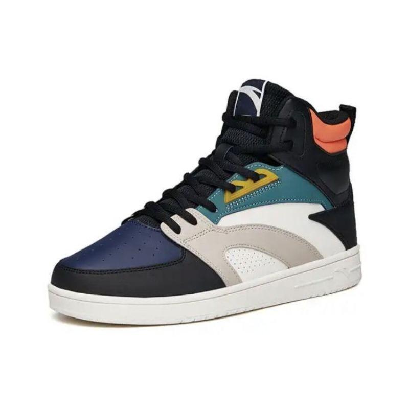 Anta Men Lifestyle Series High Top Skate Shoes Black Blue White 112138071-3